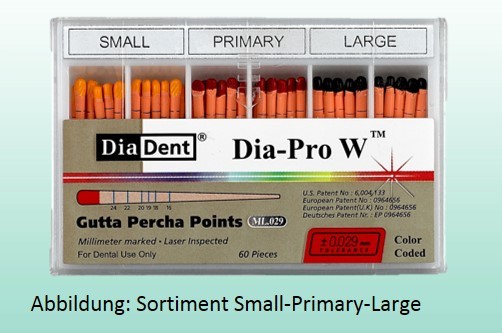 Dia-ProW Guttaperchaspitzen small/primary/large