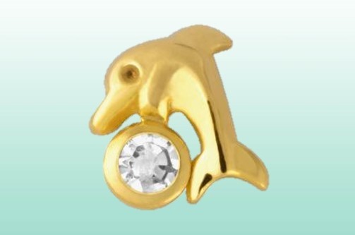 Delphin mit Diamant gold 22kt/0.01ct